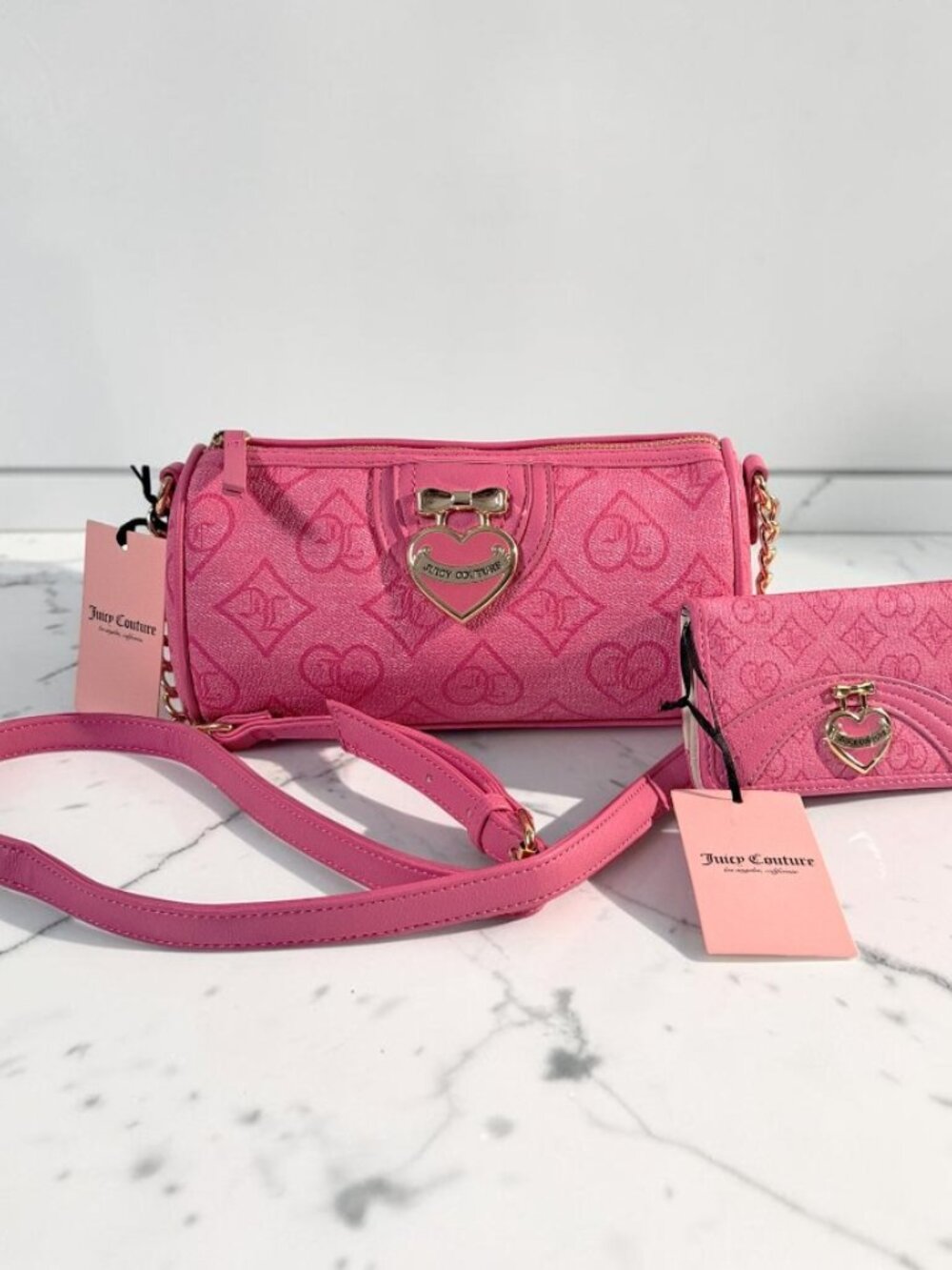 Juicy Couture Pink Precious Moments Roll Bag and Wallet Bundle